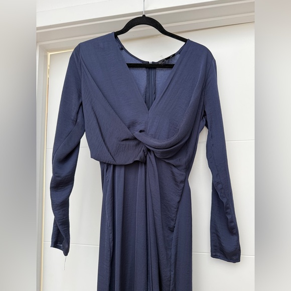 Topshop Navy Long Sleeve Twisted Front Maxi Dress Elegant & Formal Gown Size 6 - Picture 8 of 14